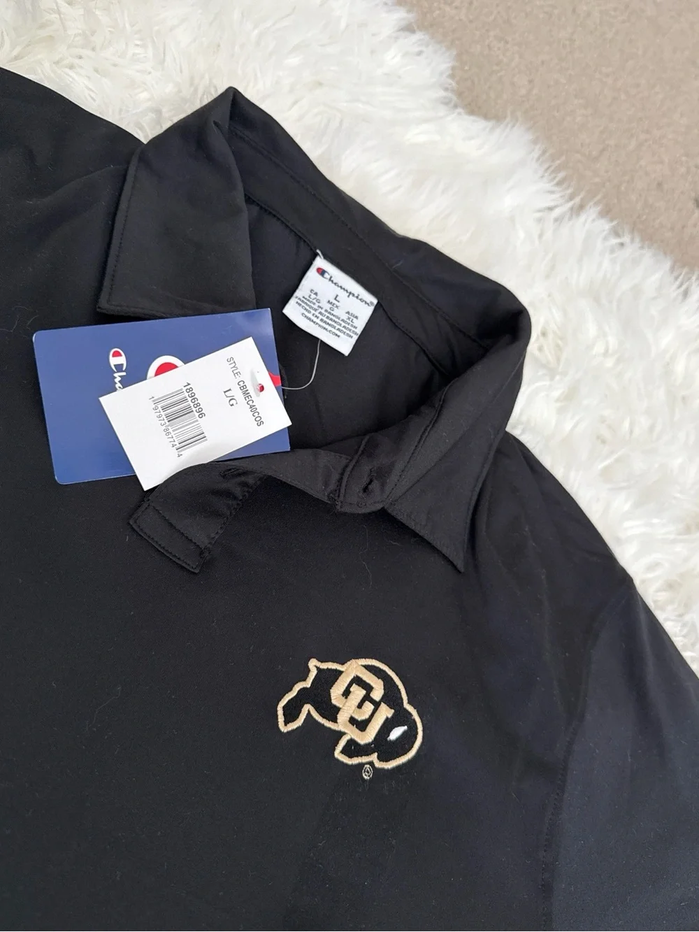 Champion Black Polo with CU Buffalo Gold Logo - Picture 2 of 2